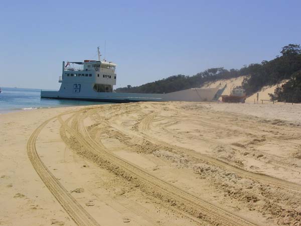 10 the ferry drives strait on the beach without a port